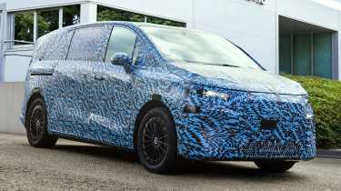 Mercedes VLE teased - front 3/4 in camoflage